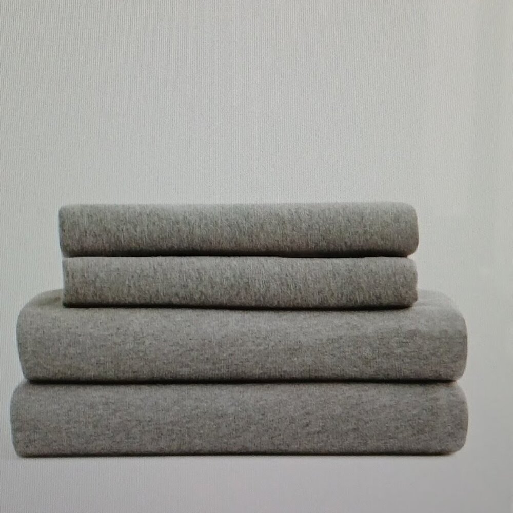 Thick Charcoal Heather Flannel Sheet Set - 100% Cotton - NEW - King-size